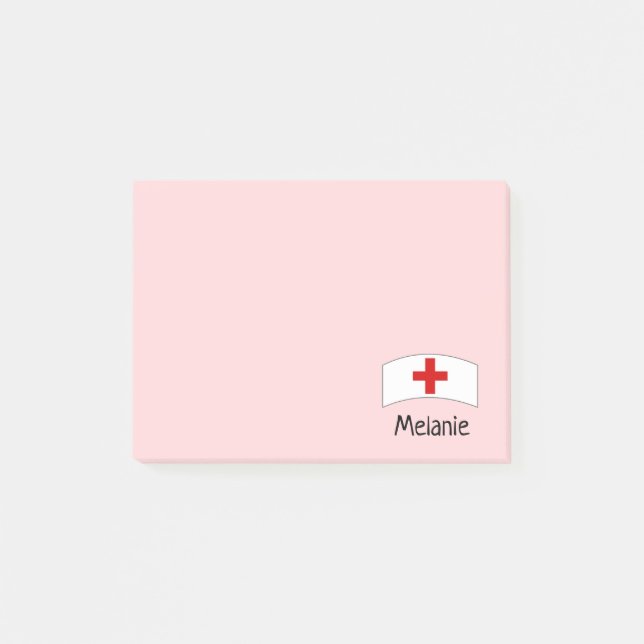 Cute Pink Nurse Personalized Post-it Notes (Front)