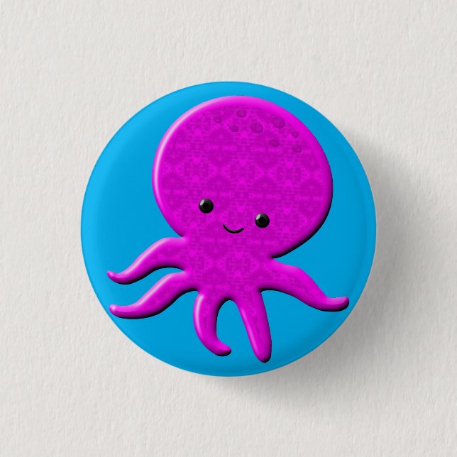 Cute Pink Octopus 1 Inch Round Button (Front)