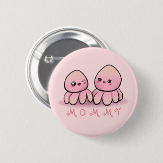cute pink octopus mother 2 inch round button