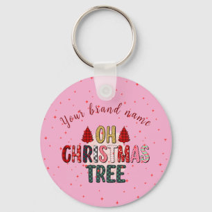 Cute pink OH Christmas tree Bulk business gift Keychain