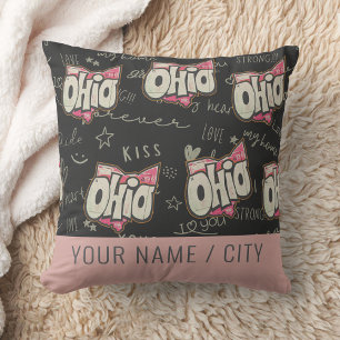 Cute pink Ohio love pattern decoration  Throw Pillow
