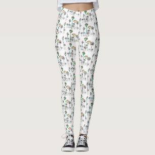 Cute Pink Orange Blue Spring Floral Leggings