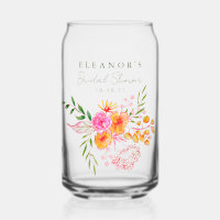 Cute Pink Orange Floral Watercolor Bridal Shower