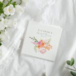 Cute Pink Orange Floral Watercolor Bridal Shower Napkin<br><div class="desc">Cute Pink Orange Floral Watercolor Bridal Shower Napkins</div>
