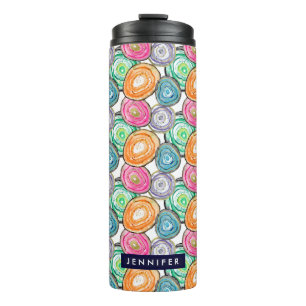 Cute pink orange green geode pattern personalized thermal tumbler