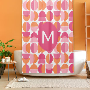 Cute Pink Orange Mid Century Modern Monogrammed