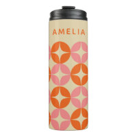 Cute Pink Orange Mid Mod Geometric Personalized