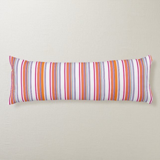 Cute pink orange stripes body pillow (Front)