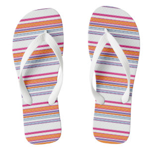 Cute pink orange stripes flip flops