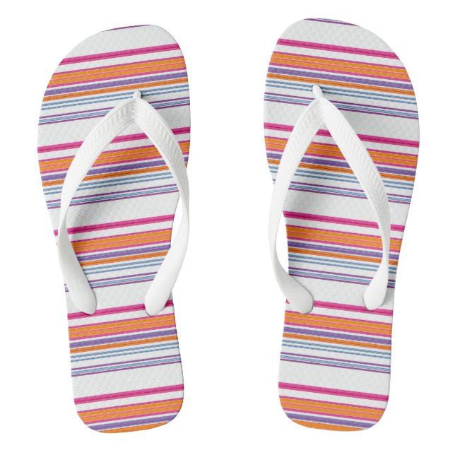 Cute pink orange stripes flip flops (Footbed)