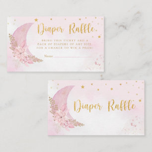 Cute Pink Over The Moon Baby Shower Diaper Raffle Enclosure Card