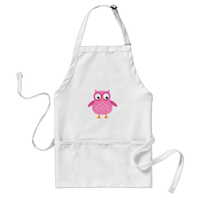 Cute Pink Owl Add Text to Personalize A02 Standard Apron (Front)