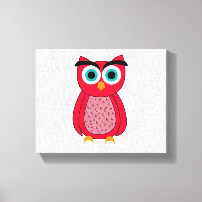 Cute Pink Owl Canvas Print (Front)