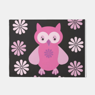 Cute pink owl doormat