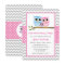 Cute Pink Owl Family Grey Chevron Girl Baby Shower