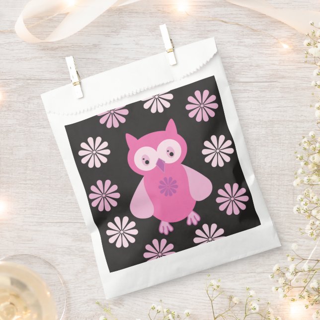 Cute pink owl favour bag (Clipped)