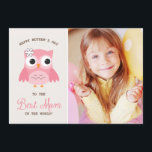 Cute Pink Owl | Happy Mother's Day Card<br><div class="desc">Customizable Mother's Day card featuring an adorable pink owl.</div>