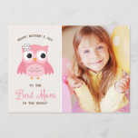 Cute Pink Owl | Happy Mother's Day Card<br><div class="desc">Customizable Mother's Day card featuring an adorable pink owl.</div>