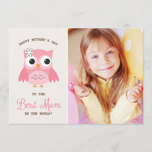 Cute Pink Owl   Happy Mother's Day Card