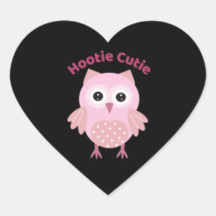 Cute Pink Owl Heart Sticker