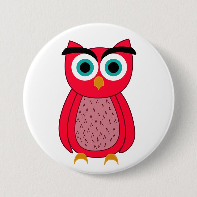 Cute Pink Owl Illustration 3 Inch Round Button (Front)