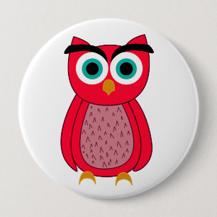 Cute Pink Owl Illustration 4 Inch Round Button