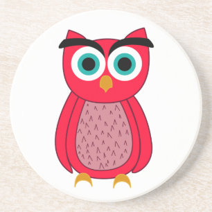 Cute Pink Owl Illustration Coaster