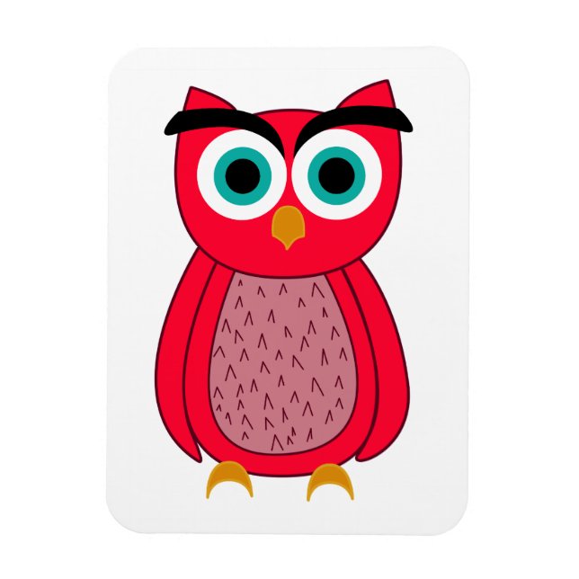 Cute Pink Owl Illustration Magnet (Vertical)