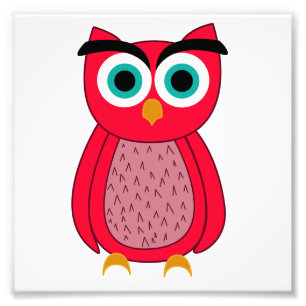 Cute Pink Owl Illustration Photo Print