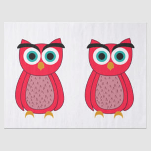 Cute Pink Owl Illustration Tissue Paper