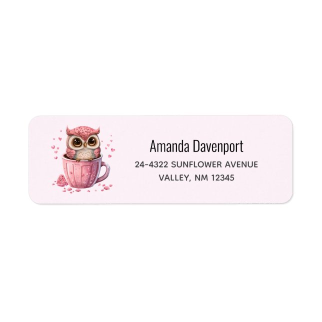 Cute Pink Owl in a Cup (Front)