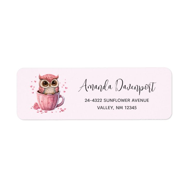 Cute Pink Owl in a Cup (Front)