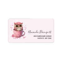 Cute Pink Owl in a Cup