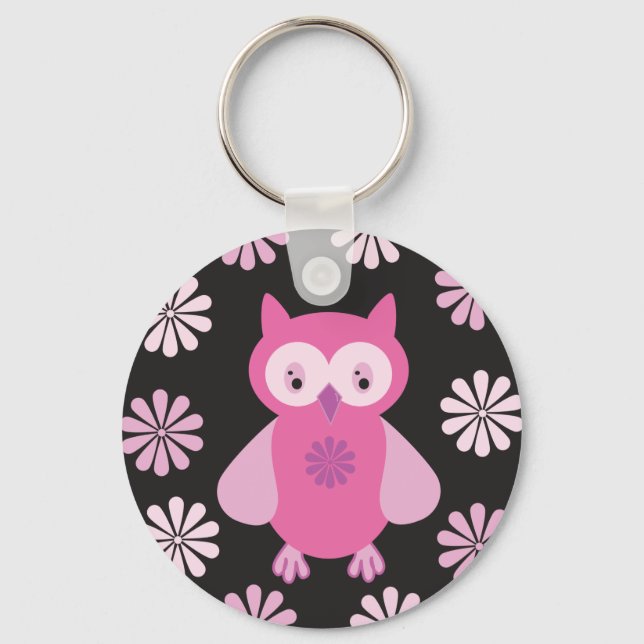 Cute pink owl keychain (Front)