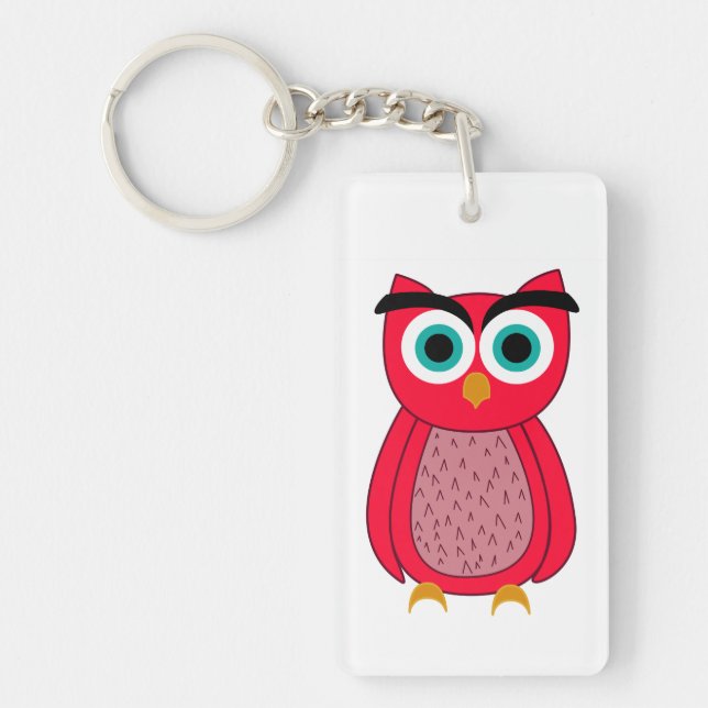 Cute Pink Owl Keychain (Front)