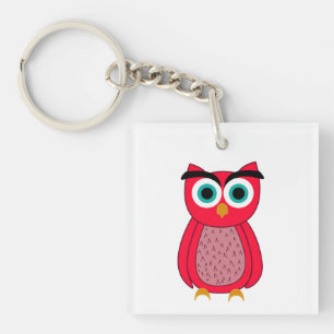 Cute Pink Owl Keychain