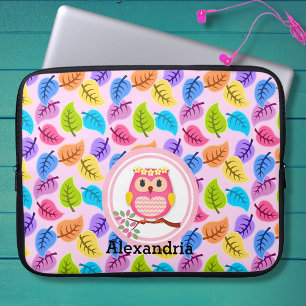 Cute Pink Owl Laptop Sleeve
