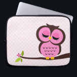 Cute Pink Owl Laptop Sleeve<br><div class="desc">Stylish electronics sleeve features a beautiful vector illustration of an owl perched on a tree branch.</div>