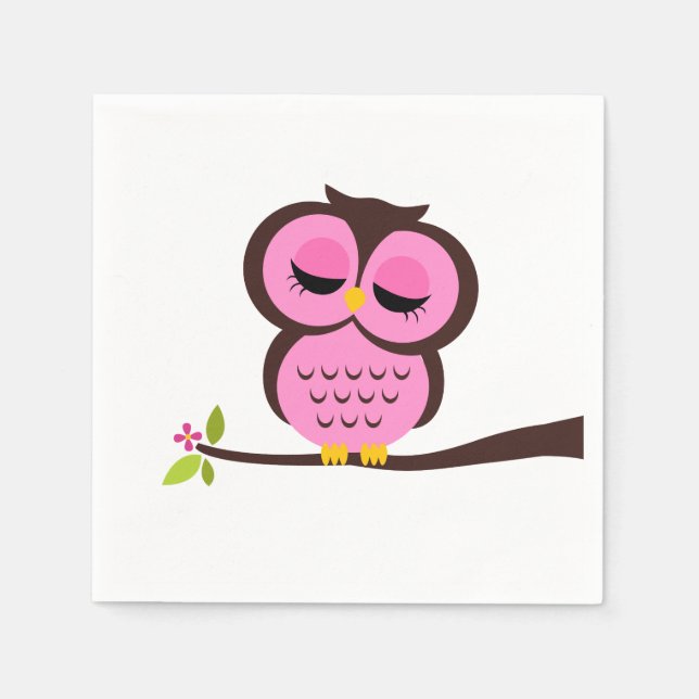 Cute Pink Owl Napkin (Front)