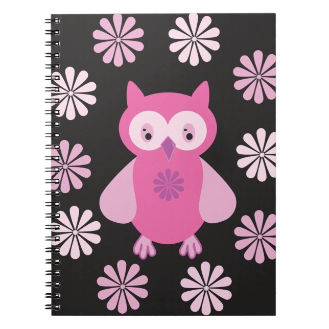 Cute pink owl notebook (Front)