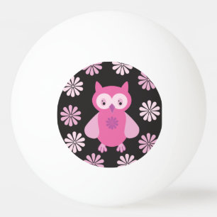 Cute pink owl ping pong ball
