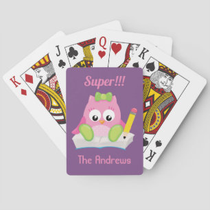Cute Pink Owl Super Playing Cards