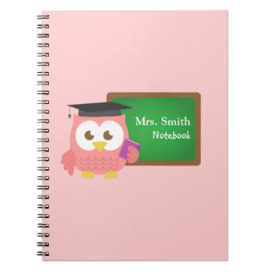 Cute Pink Owl Teacher Appreciation Day Notebook