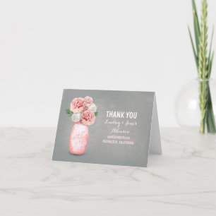 Cute pink painted mason jar thank you cards
