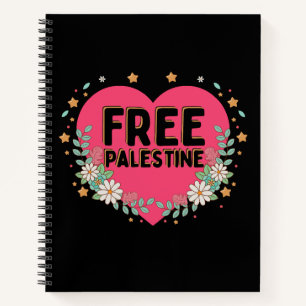cute pink Palestine heart graphic design Notebook