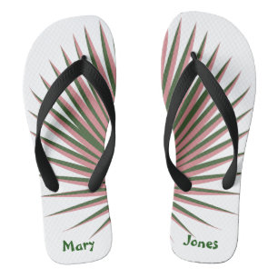 Cute Pink Palms Tropical Watercolor Personalize Flip Flops
