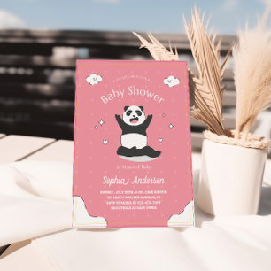 Cute Pink Panda Baby Shower – Editable Baby Shower Invitation