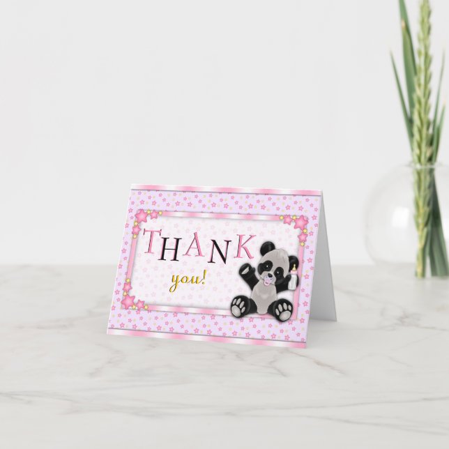 Cute Pink Panda Bear Baby Shower Invite (Front)