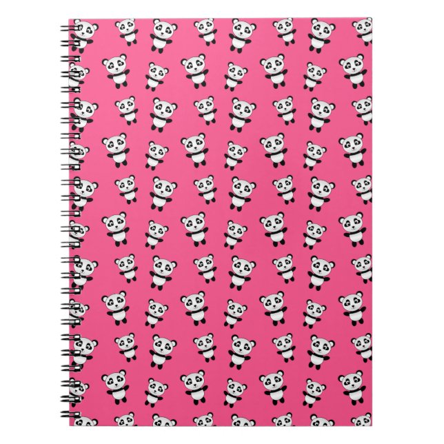Cute pink panda pattern notebook (Front)
