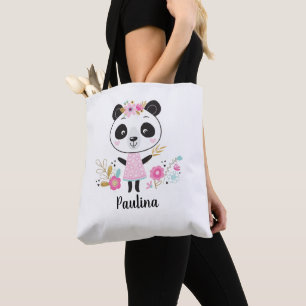 Cute Pink Panda Tote Bag